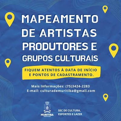 Muritiba: Secretaria irá realizar mapeamento de artistas, produtores e grupos culturais