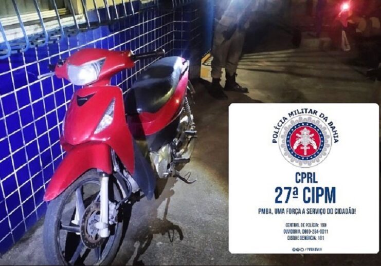 Motocicleta é recuperada pela Polícia Militar em Cachoeira