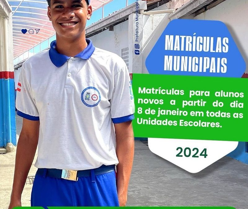 Muritiba: matrículas para novos alunos começam na próxima segunda-feira