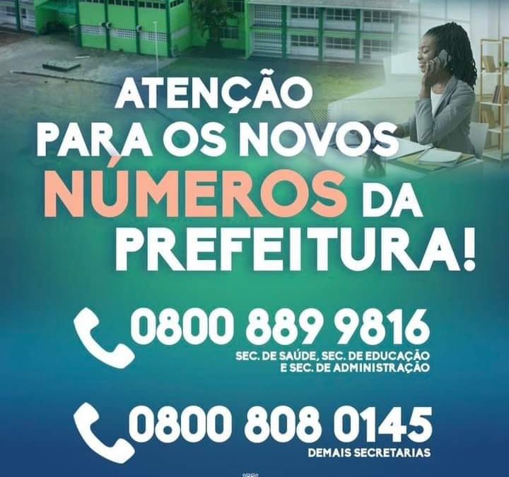 MURITIBA: Prefeitura Municipal disponibiliza novo número de telefone fixo para atendimentos ao público.