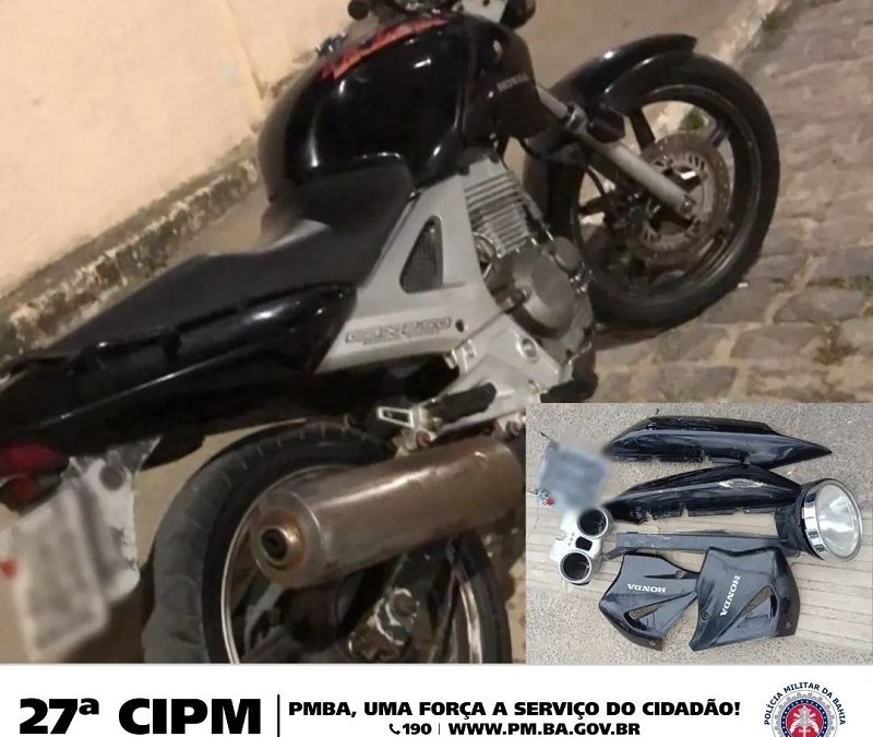 Moto e peças furtadas são apreendidas em Castro Alves; três suspeitos são presos